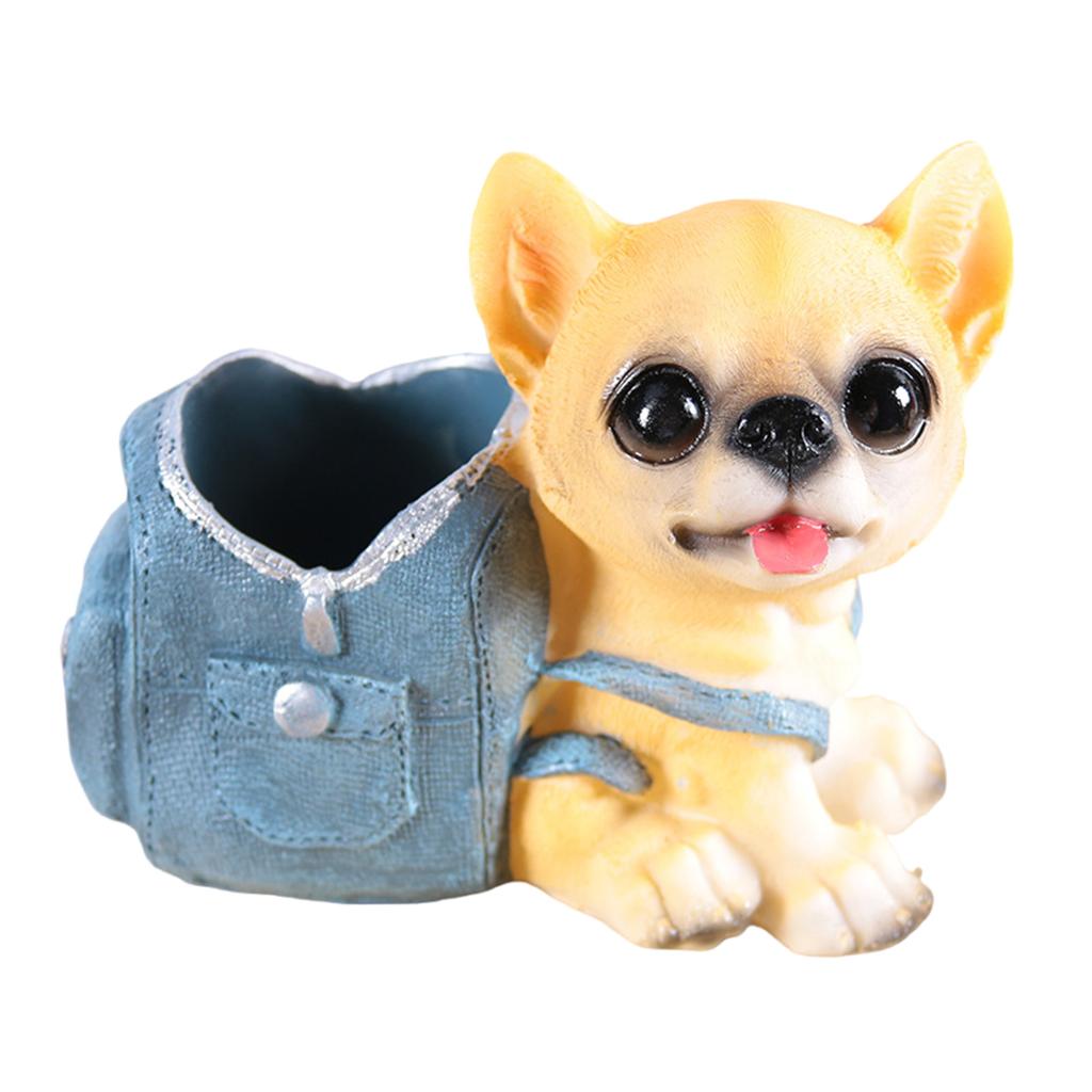 Dog Shape Pencil Cup Decorative Resin Pen Container Desktop Pen Organizers Makeup Brush Stand Office Desk Decoration