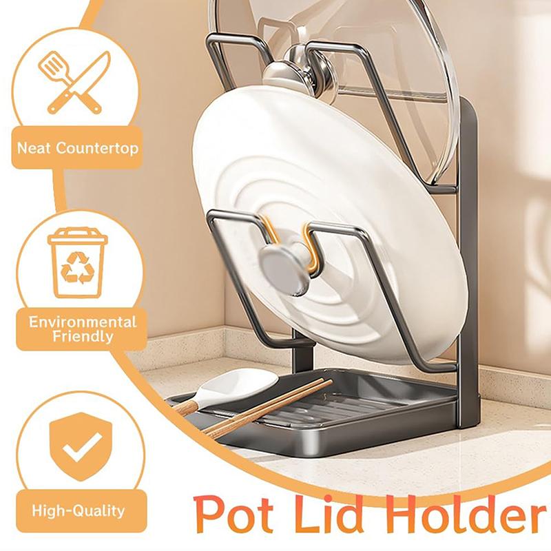Kitchen Pot Lid Storage Rack, Multifunctional Stainless Steel Pot And Pan Organizer With Removable Drip Tray