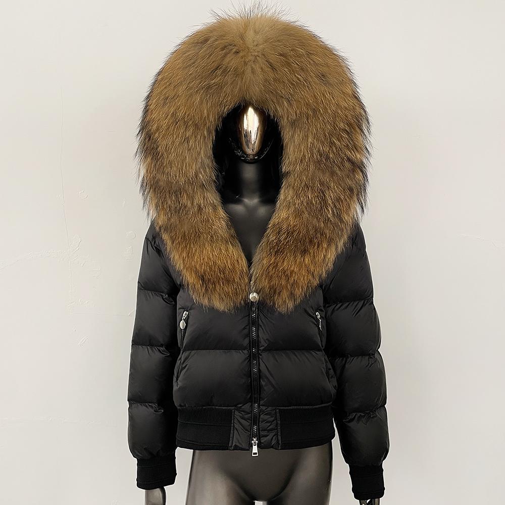 OFTBUY Hooded Thickened Warm Fluffy Puffer Jacket Women New Winter Real Fox Fur Top Clothing Natural Fur White Duck Down Coat