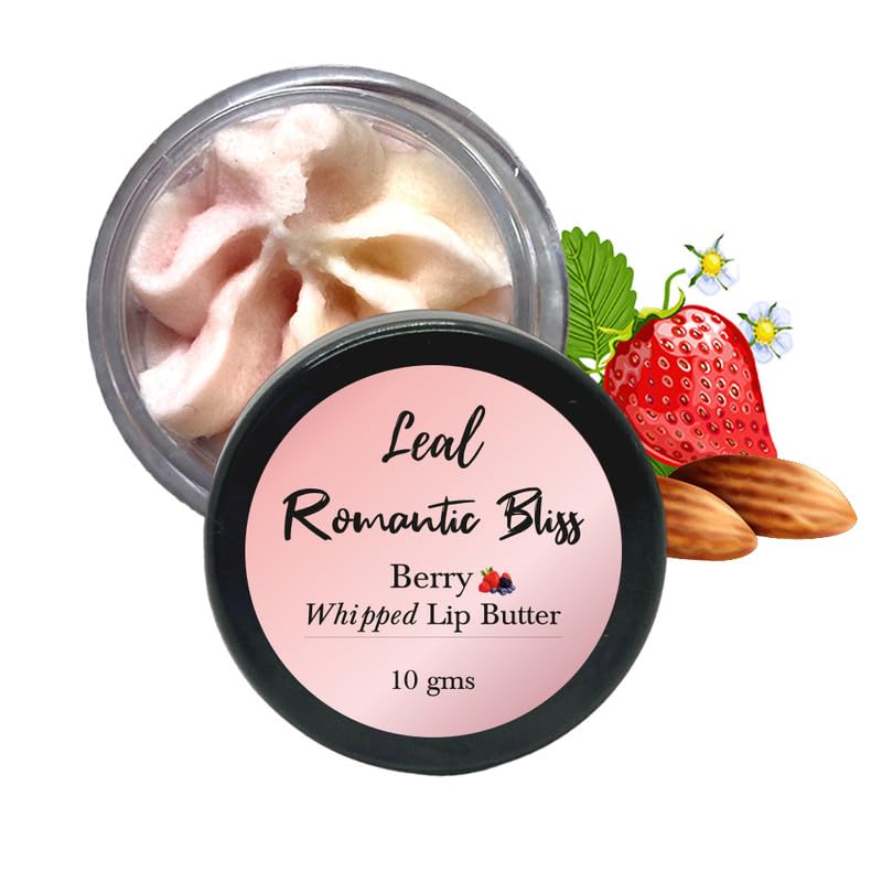 Leal Cosmetics Lip Balm Butter (10gms) Whipped Lip Butter (Berry) | Lip Moisturiser Enriched with Sweet Almond Oil, Jojoba Oil and Vitamin E for