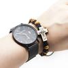 Alloy Pine Weaving Crucifix Stretch Bracelet Personality Handmade Knitted Jewelry for Men Boy Christian Ornaments Gifts