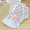 Elegant Lace-Trimmed Breathable Baseball Cap With Flower Embroidcery & Faux Pearls - Adjustable & Chic For Every Woman