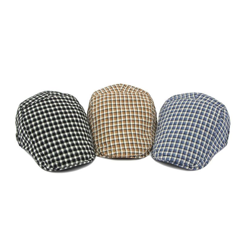 Vintage Rutete Forward Hat Newsboy Caps Kvinner Vår Sommer Tynn Pustende Beret Herre Britisk Paintsman Hat Driver Ivy Hat