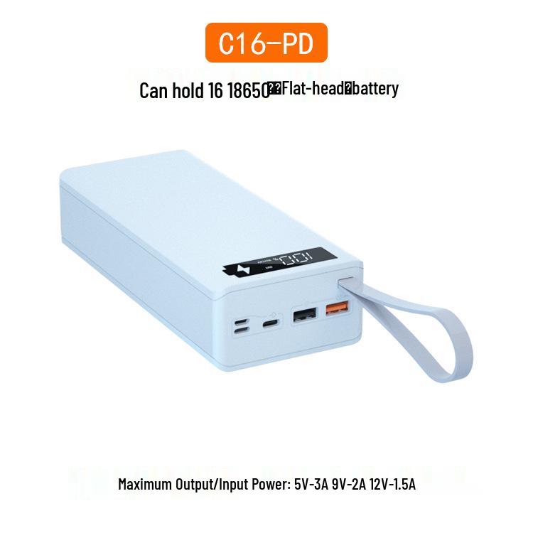 16-Slot DIY Removable 18650 Battery Power Bank with Fast Wireless Charging