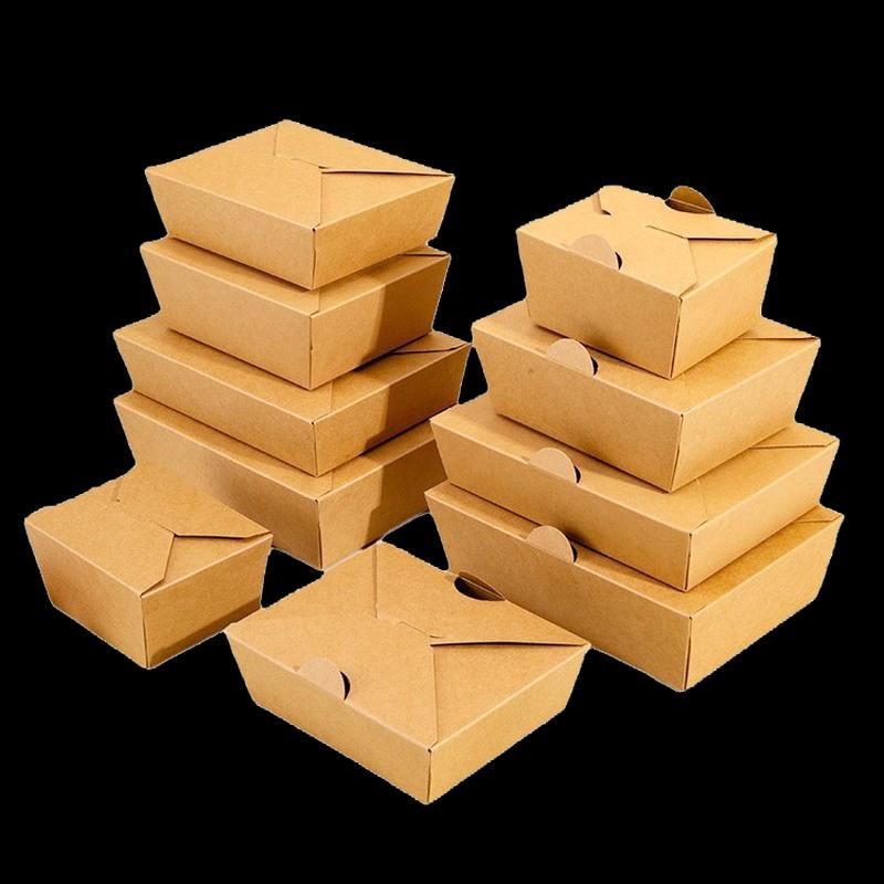 Yuan Zheng He Thickened Kraft Paper Takeaway Food Boxes with Lids, 200 Count