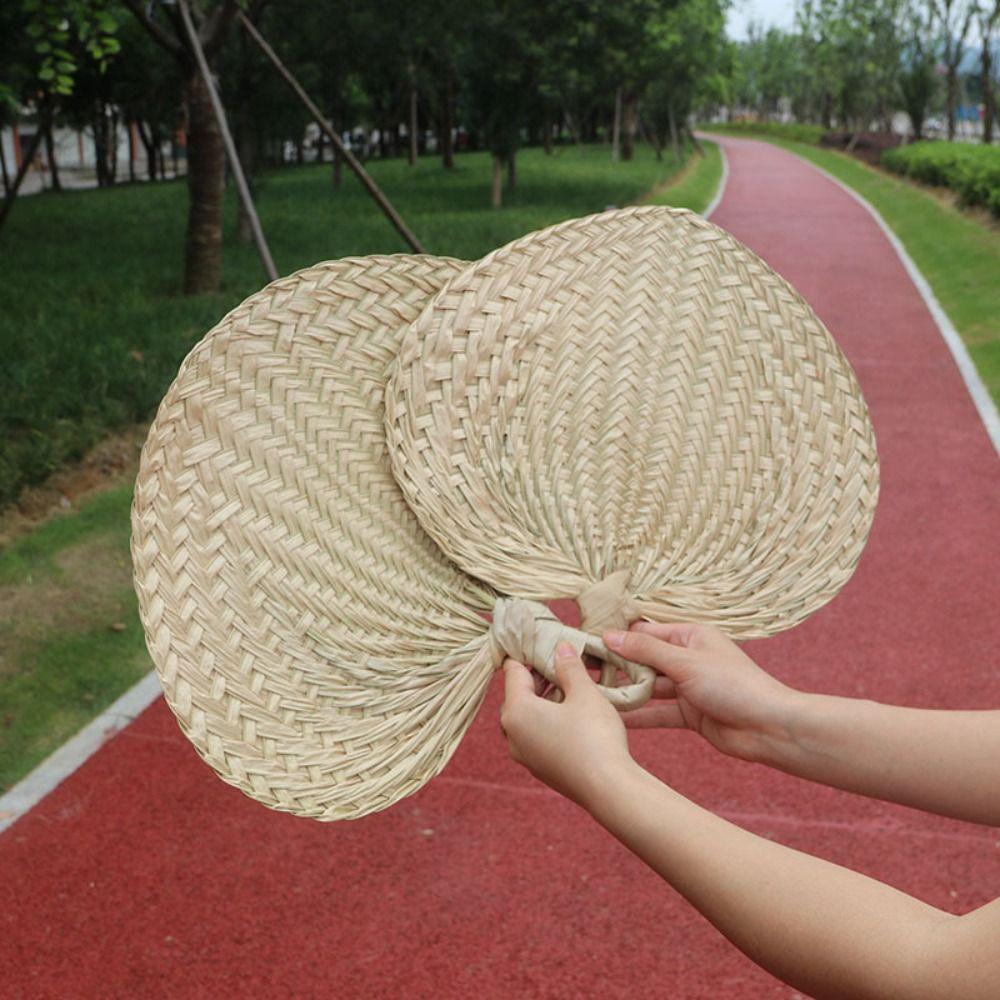 Home Decoration Palm-Leaf Fan Handmade Straw Fan Artistic Rattan Fan  Summer