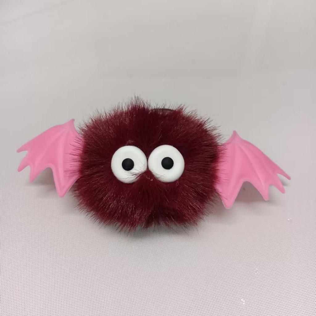 Halloween Bat Pompon Keychain: Cute Plush Bag Charm 