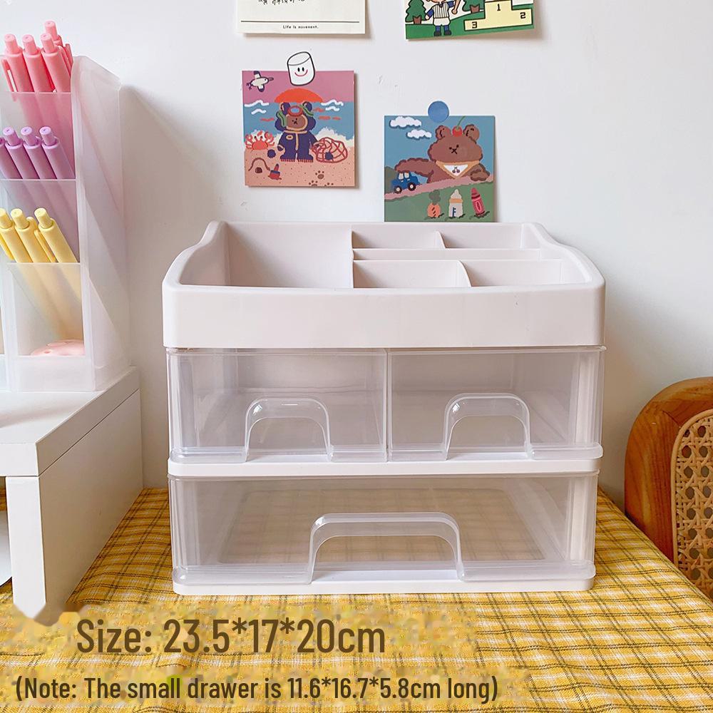 Girly Heart Plastic Desktop Drawer: Dustproof Storage for Stationery & Cosmetics
