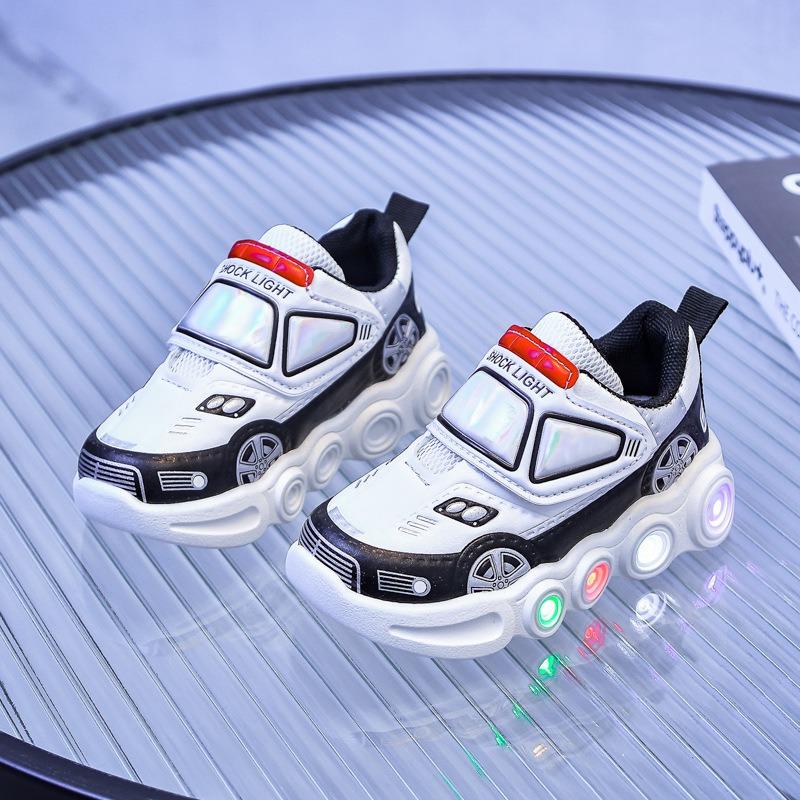 Children's LED Light-Up Sports Shoes Sneakers for Toddlers & Young Kids, Cartoon Athletic Footwear for Boys & Girls