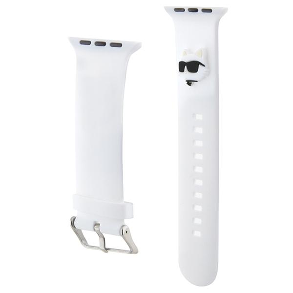Karl Lagerfeld Pasek Klawmslcnh Apple Watch 38/40/41Mm Biały/White Strap 3D Rubber Choupette Heads