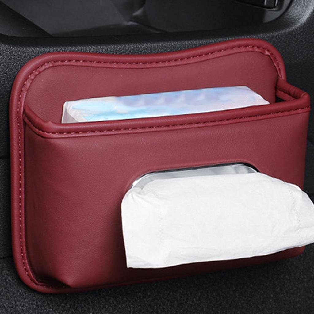 Car Tissue Box Leather Adhesive Vehicle Accessories Car Napkin Holder For Seat Back Armrest Console Sun Visor SUV Truck Home