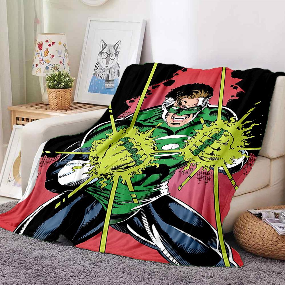 1pc Green Lantern Ring Blanket Lightweight Flannel Throw For Sofa, Bed, Travel, Camping, Livingroom, Office, Couch, Chair, And Bed