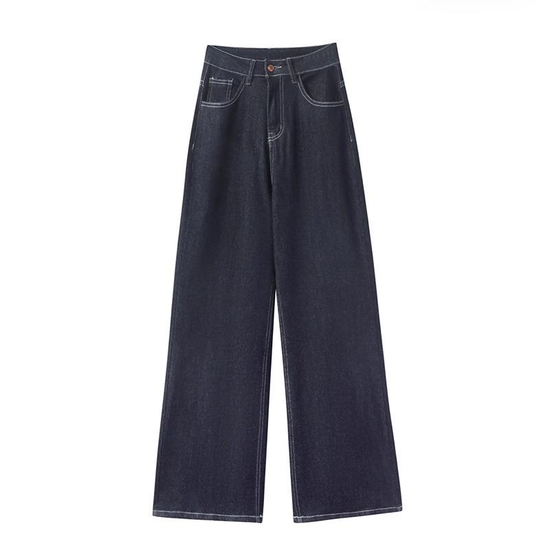 Women's Spring Loose High Waist Lazy Relaxed Wide Leg Straight Jeans