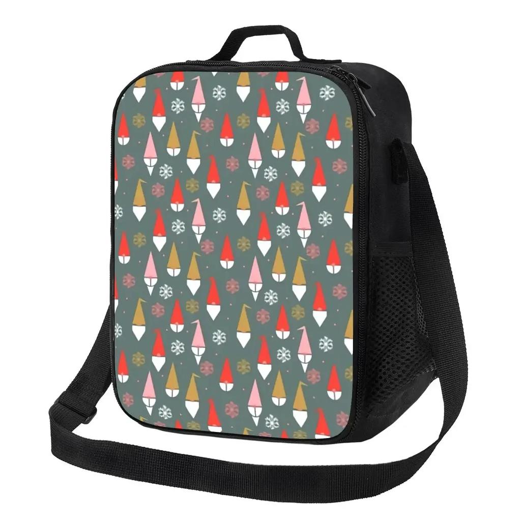 Garden Gnome Pattern Thermal Insulated Lunch Bags Women Portable Lunch Tote for Work School Travel Storage Bento Food Box