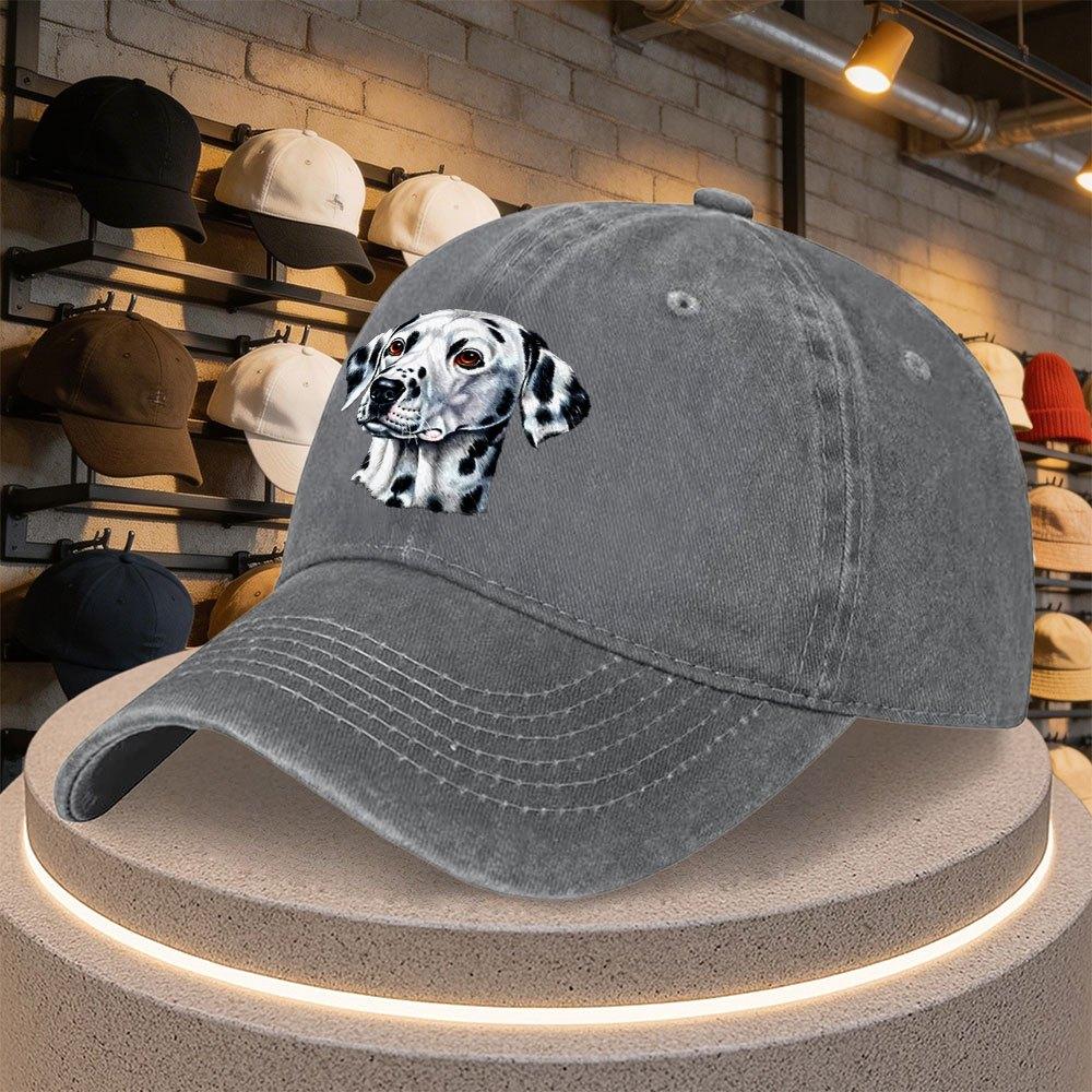 Dalmatian Dog Print Duckbill Cap  Adjustable Baseball Hat with Cute Puppy Pattern Hand Washable for Parties  Outdoor