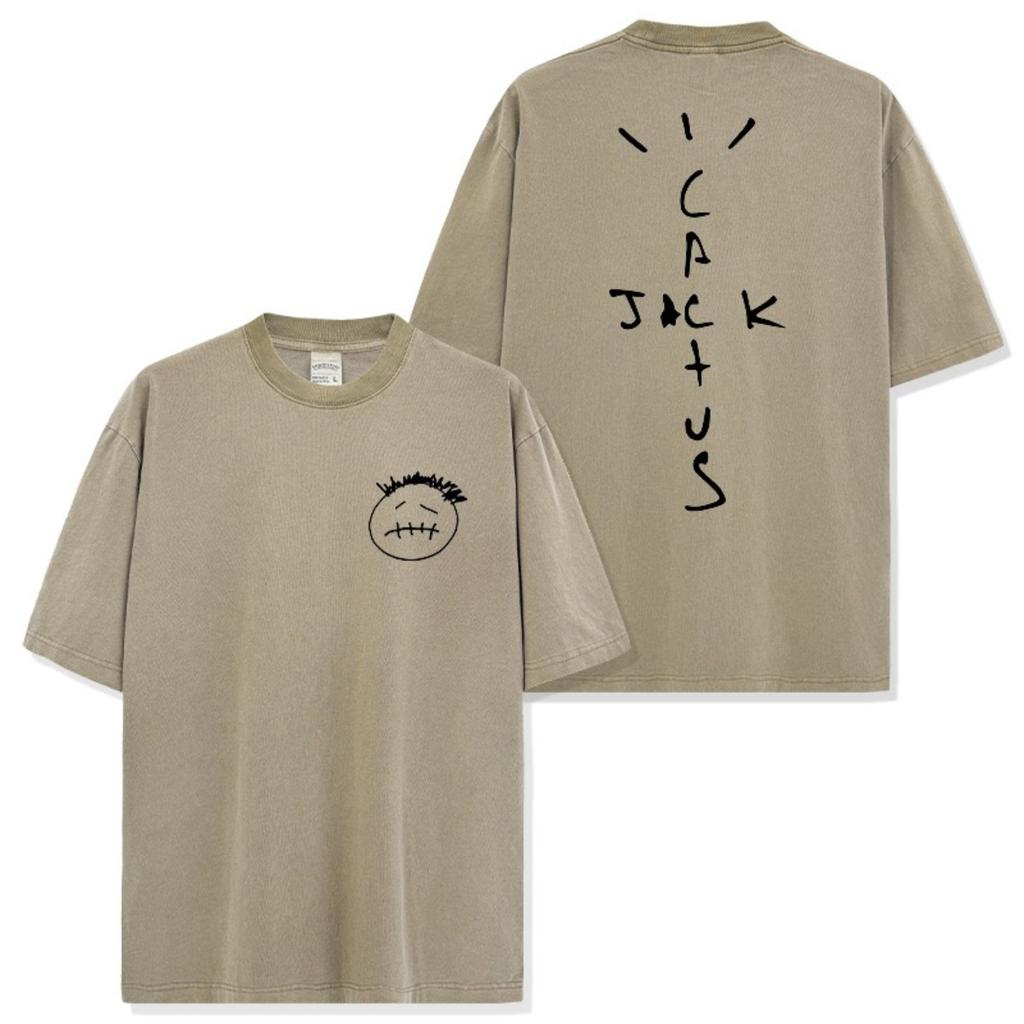 FlowStreet 100% Bavlna Oversized Tričko pro Muže Ženy HipHop Prané Trička Cactus Jack Krátký Rukáv Dárkové Vrcholy