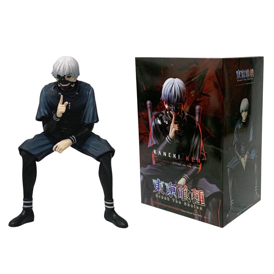 20cm Ken Kaneki Sitting Figure Tokyo Ghoul GK Replaceable Double Head Double Arms Statue with Base Anime Model Toy Deco Boy Gift
