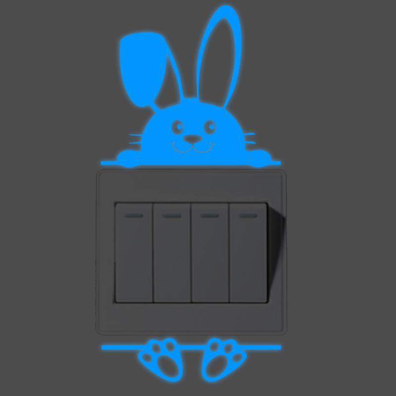 Luminous Five-Pointed Star Wall Stickers for Bedroom and Living Room, Creative Fluorescent Switch Animal Decals.