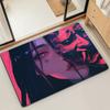 Japanese Samurai Oni Mask Girl Door Mat Bath Microfiber Decorative Versatile Flannel Floor Mat Quick Dry Absorbent Non-slip Sole