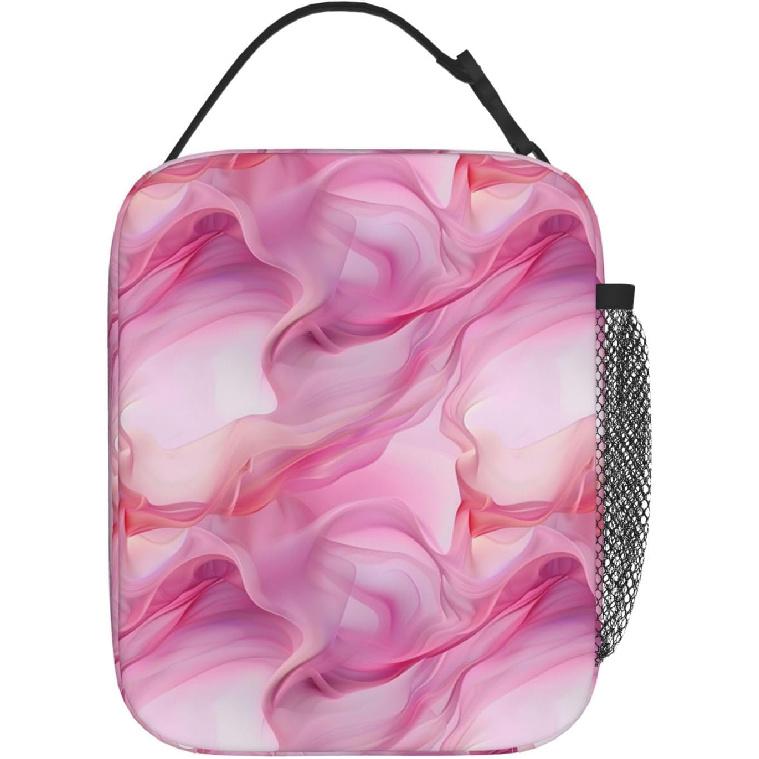 Pink Marble Lunch Box for Women Men, Insulated Lunch Box, Reusable Lunch Bag for Office, Work, Picnic, Travel
