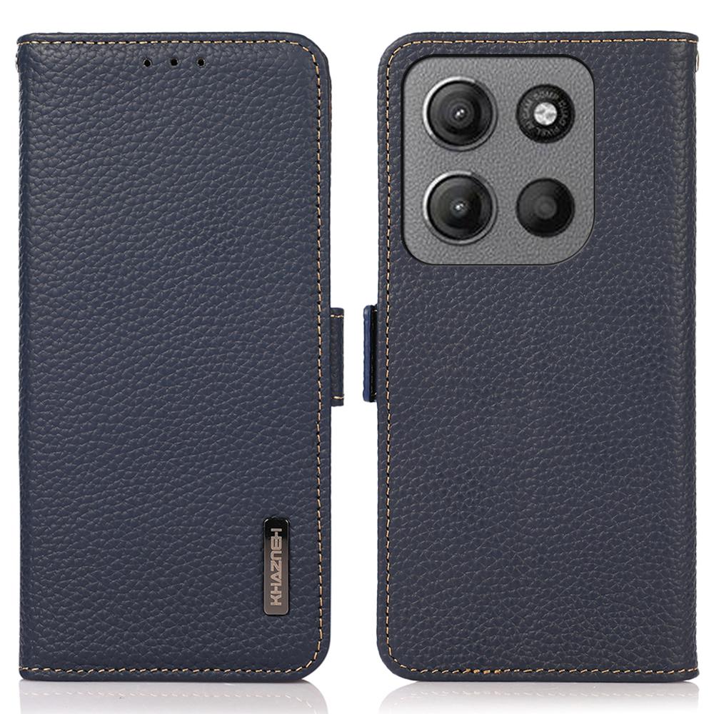 

KHAZNEH Чехол для телефона Motorola Moto G15 4G/G05 4G из натуральной коровьей кожи с защитой от RFID Blue