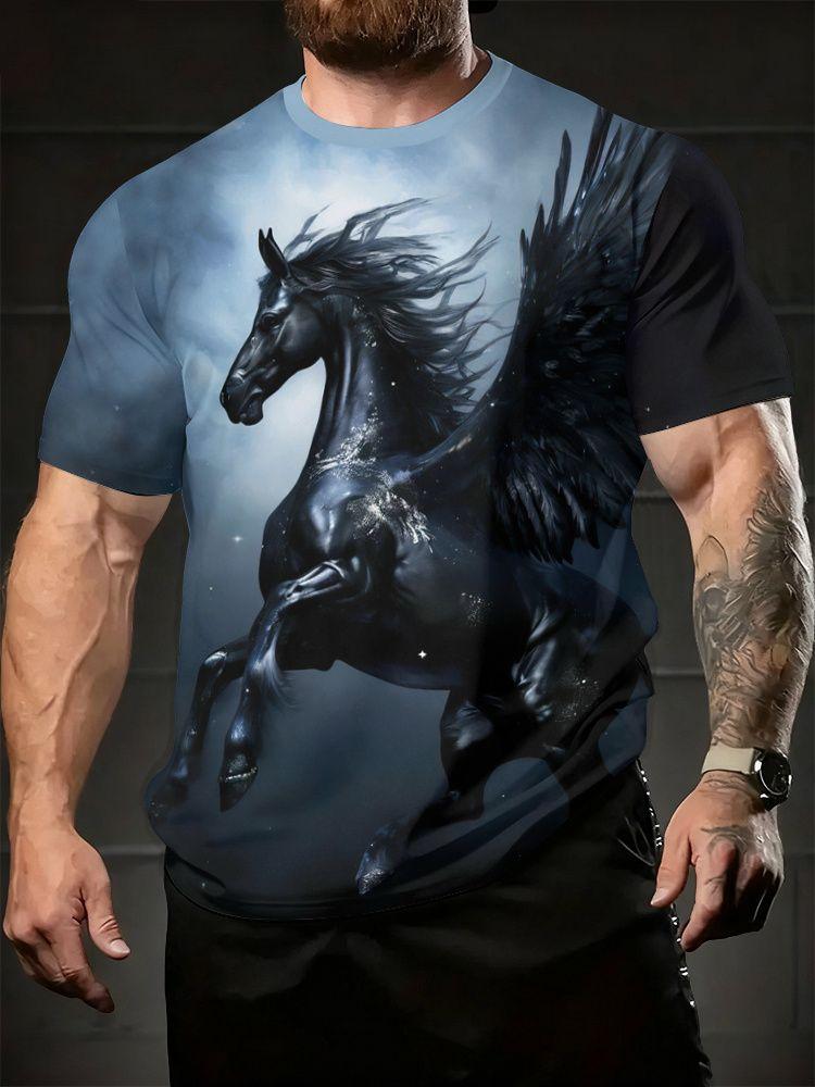Summer Horse Animal 3D Printed T-shirt Men's Fashion Casual Short Sleeve Top Street Harajuku Casual Comfortable O-neck Clothing