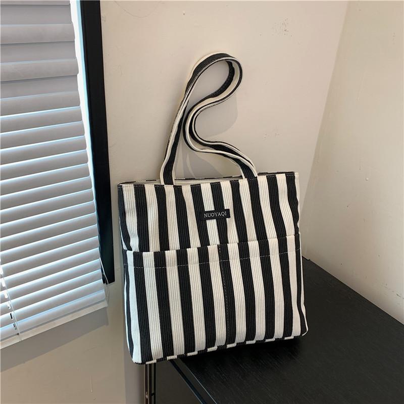 Corduroy bag, new women's bag, fashionable stripe, versatile shoulder bag, bag, one piece