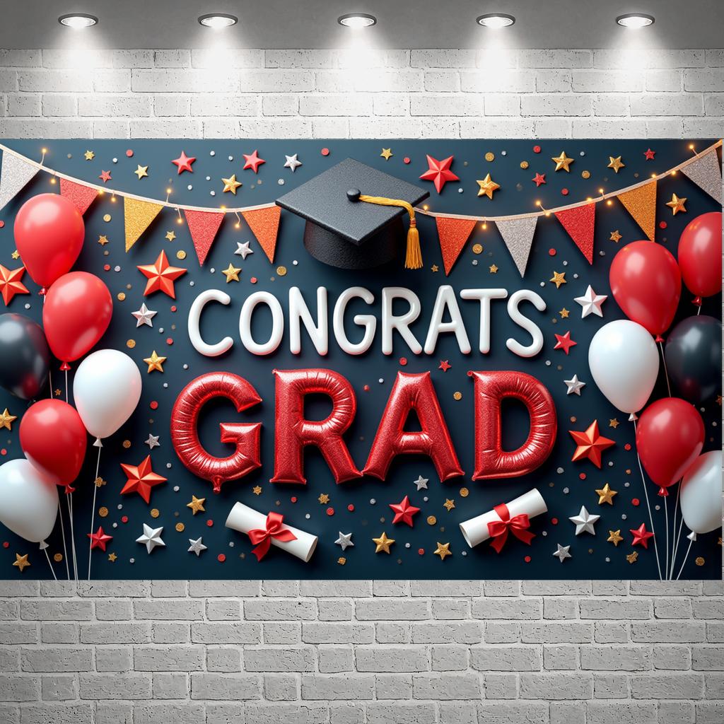Grad Success Display Shiny Letters Congrats Display Congrats Grad Display Gold Theme Graduation Banner For Graduation Backdrop