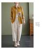 Women's Retro Floral Cotton Linen Shirt - Plus Size, Loose Fit, Long Sleeve, Spring/Autumn