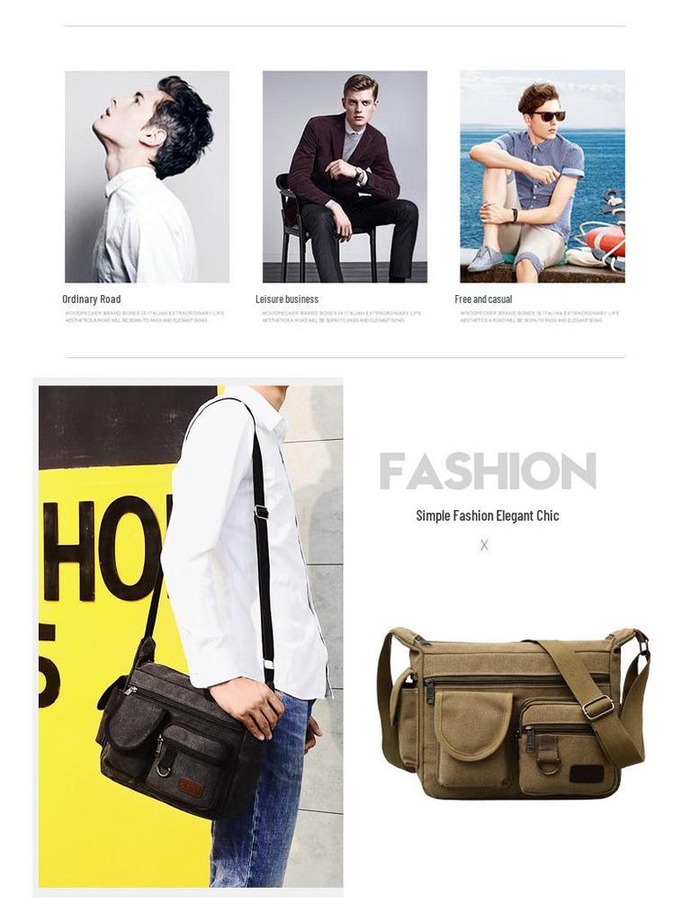 High-End Men's Retro Canvas Messenger Backpack & Shoulder Sports Bag