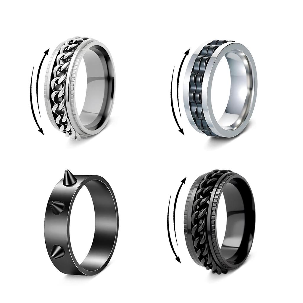 Electroplated Stainless Steel Rotating Stress Relief Unisex Ring