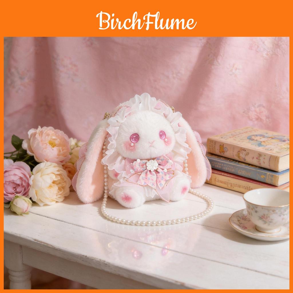 Cartoon Rabbit Lolita Mini Shoulder Bag With Pearl Chain For Daily Use