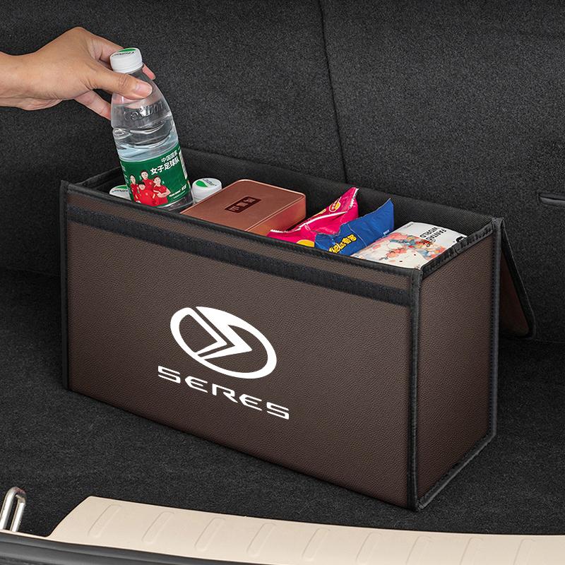 Car Leather Trunk Storage Box Foldable Carbon Fiber For SERES 7 SERES 5 SERES 8 9 2025 M7 M5 Auto Organizer Bag Accessories