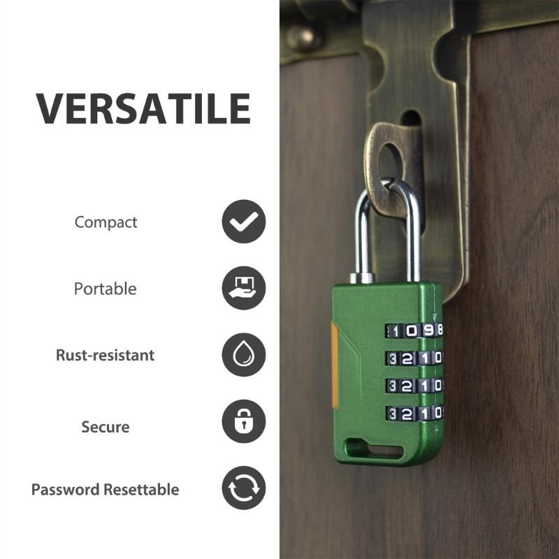 Antitheft Padlock 4 Digit Travel Combination Lock Lockers Password Lock Outdoor Gym Code Lock for Lockers Storage Box
