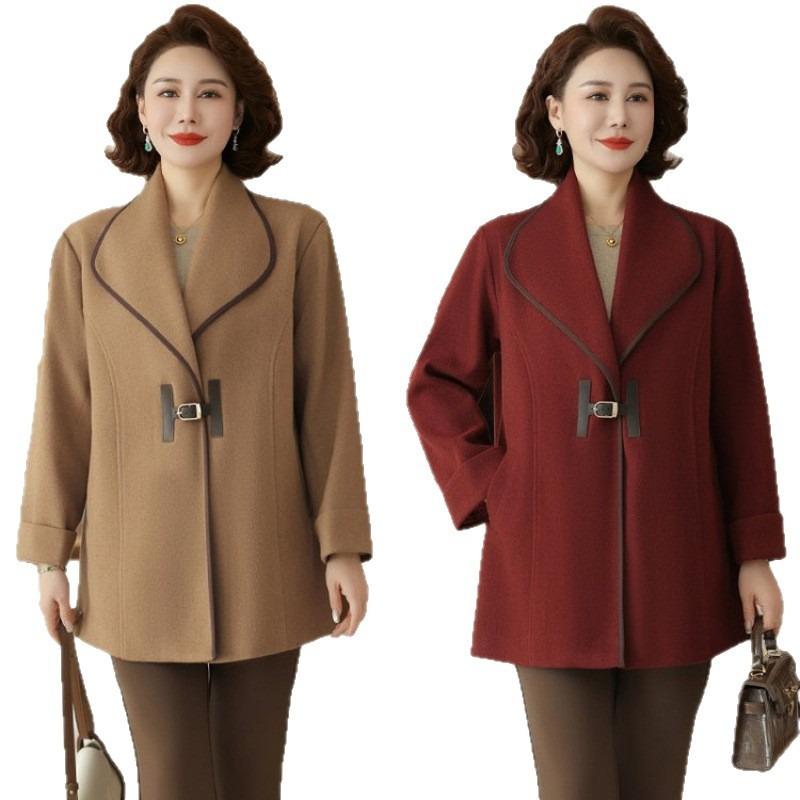 Women's clothing Noble wife tops Spring and Autumn new woolen coats Medium and long woolen coats