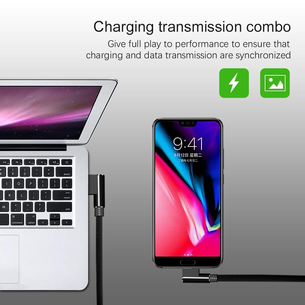 3a Usb Type C 90 Degree Usb C Cable For Xiaomi Mi 9t Redmi note9S 10PRO Oneplus OPPO Samsung Galaxy S22 S21 S20 NOTE20 Usb-c Fast Charging Data Cable