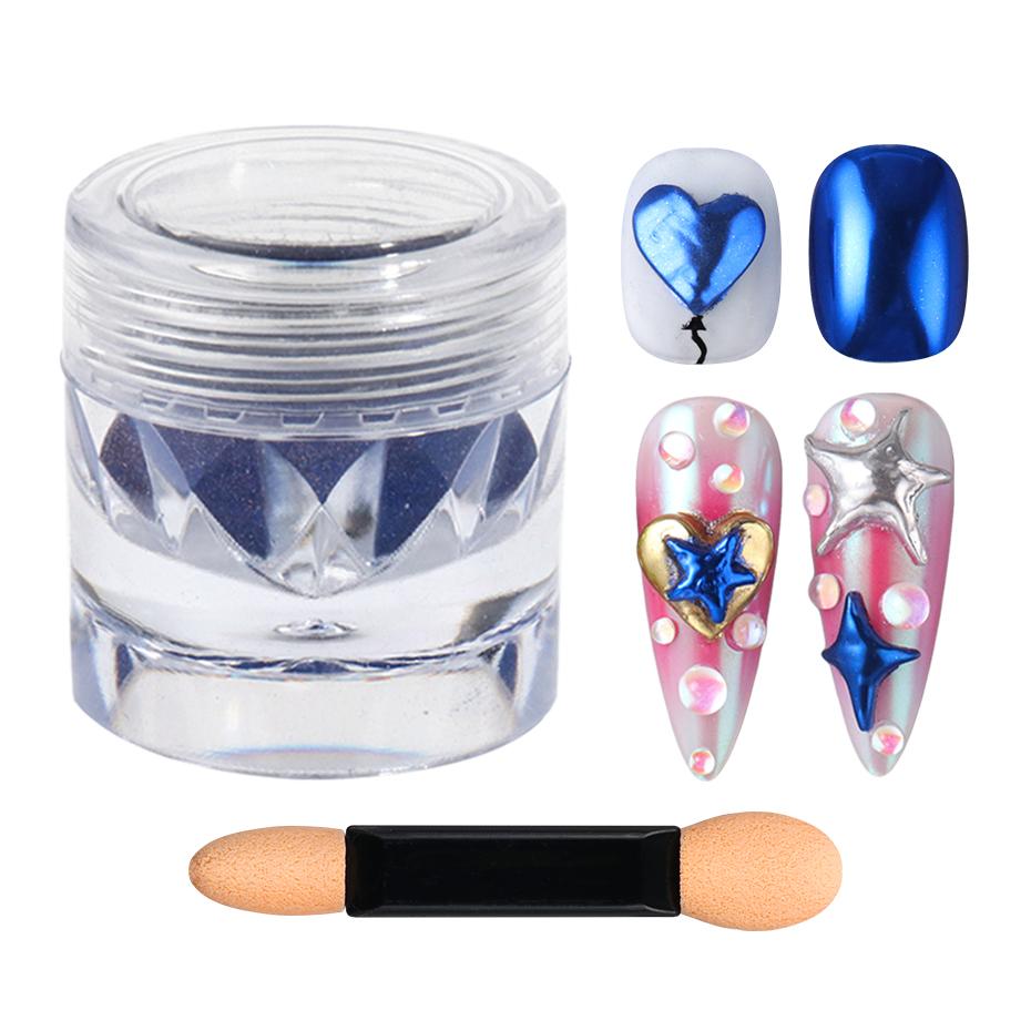 Xiaomi 1 Bottle Blue Chrome Mirror Nail Powder Metallic Nail Art Mirror Powder Shiny Dust Charms DIY Manicure Decoration Accessories