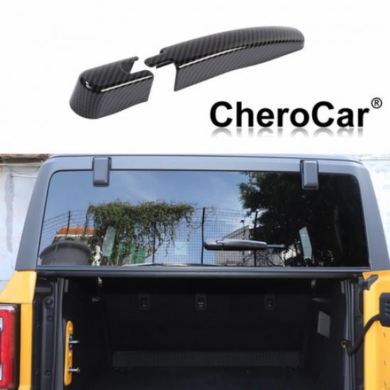 2x Rear Window Rain Wiper Cover Trim Exterior For Ford Bronco + Carbon Fiber