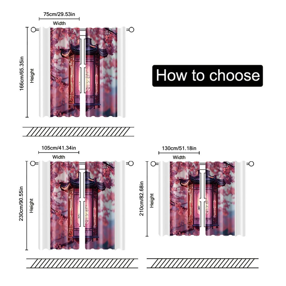 Set Of 2 Filtering Curtains Excluding Rods Non Movable Without Batteries China Lanterns Use Bedrooms Curtain Polyester Ideal For Master Bedroom