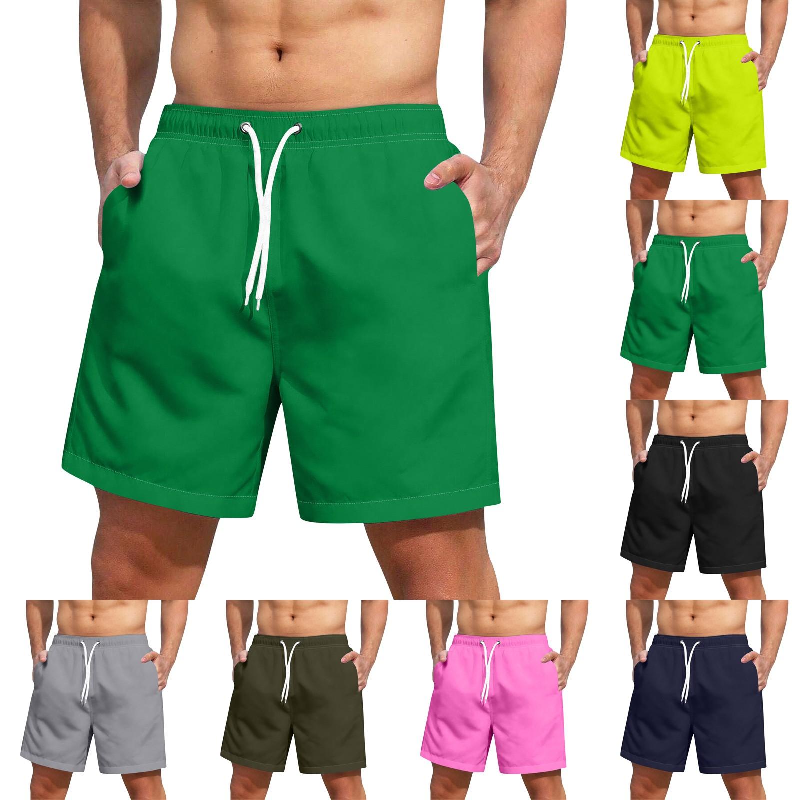 

Men s Fashion Elastic Waist Drawstring Shorts Casual Pants XL рожевий
