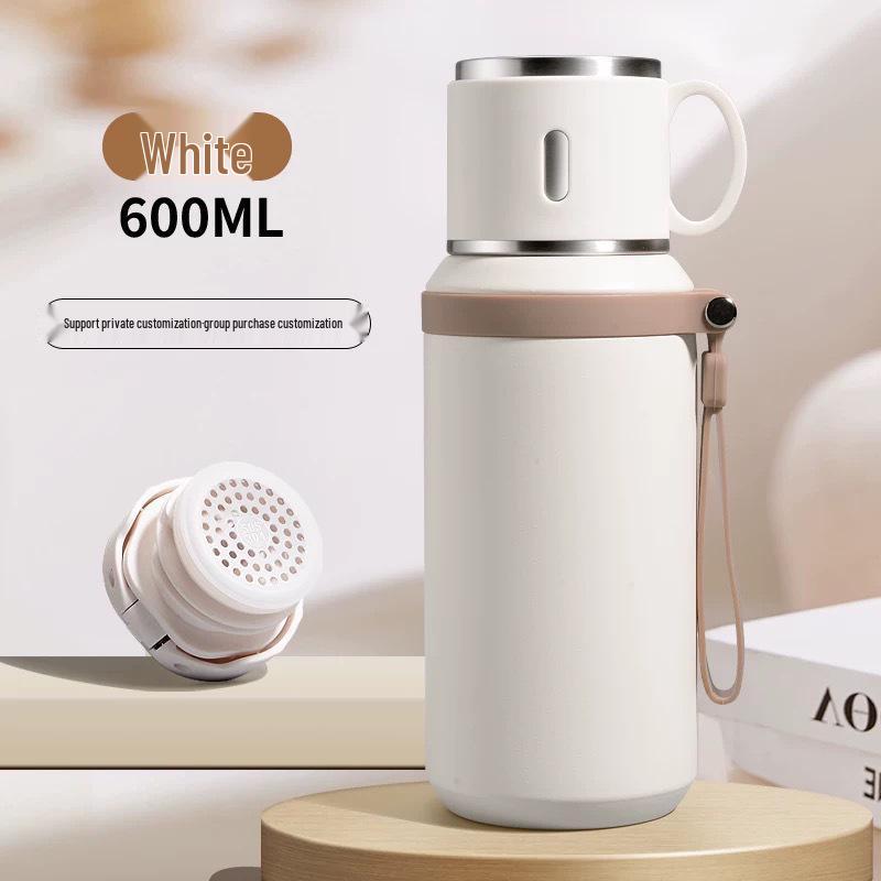 316 Stainless Steel Sports Water Bottle with Tea Separator, Lanyard, and Bounce Lid