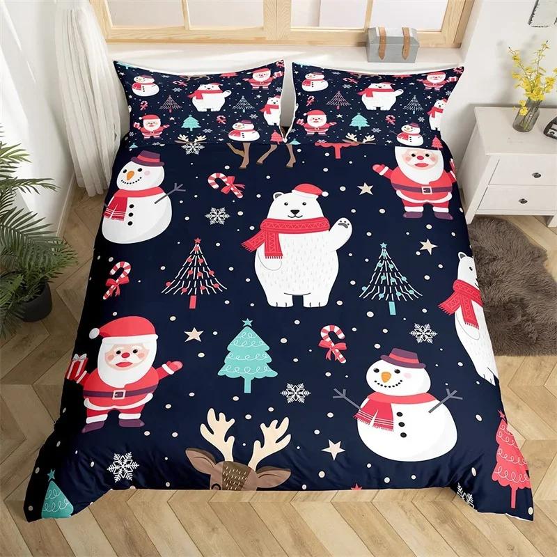 

Рождественский пододеяльник мультяшный снеговик олень северный олень комплект постельного белья полуторный размер микрофибра милый пряничный человечек носок пододеяльник EU Single(135x200cm)