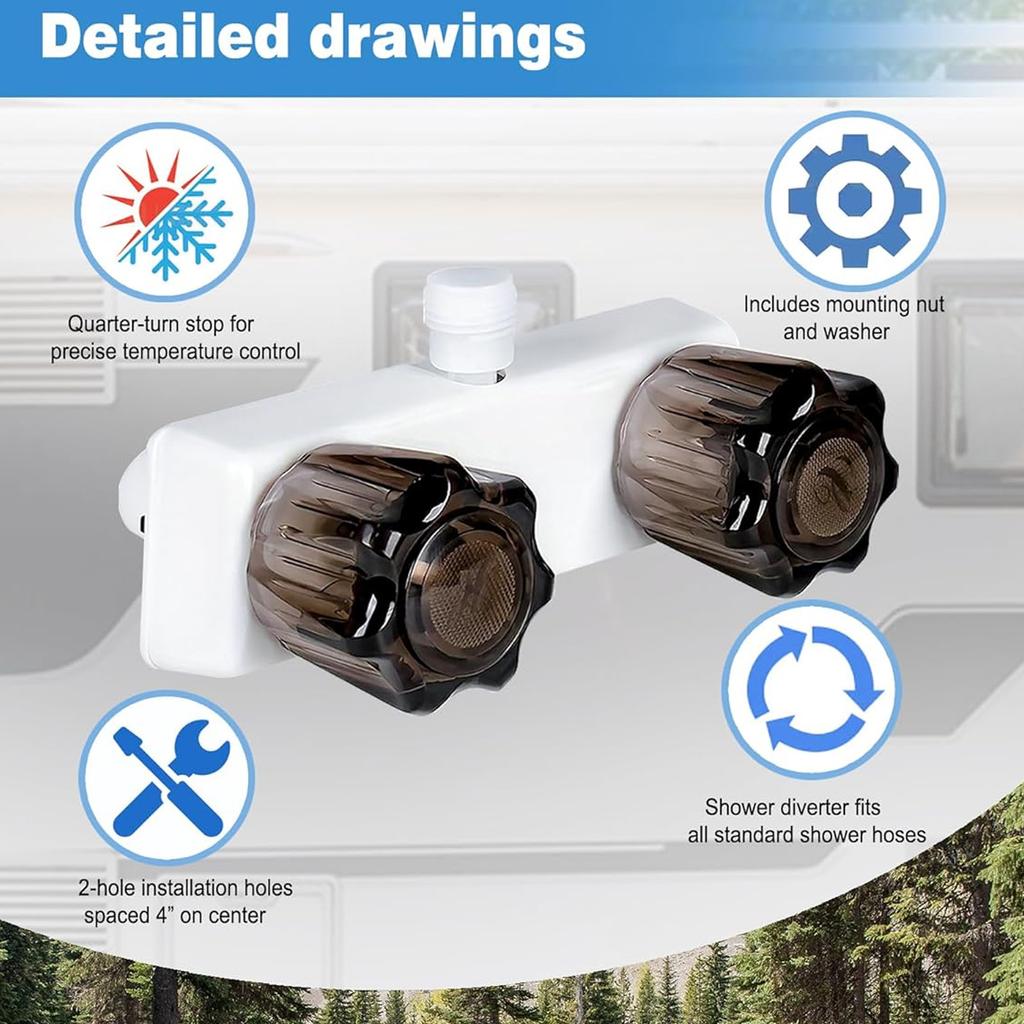 Wohnmobil Badezimmerarmatur Ersatzkit Mit Temperaturregelung Leichtes ABS-Material Schnellanschlussarmatur Installation