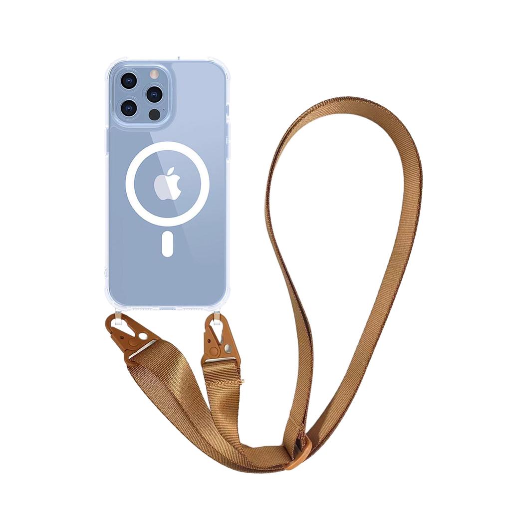 For Magsafe Magnetic Wireless Charging TPU Clear lanyard Crossbody Phone Case For iPhone 12 13 14 15 16 Pro Max