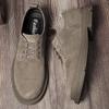 Men's European-Style Casual Round Toe Leather Shoes, Versatile Outdoor Low-Top Design