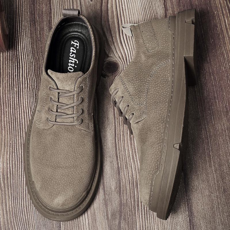 Men's European-Style Casual Round Toe Leather Shoes, Versatile Outdoor Low-Top Design
