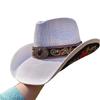 Western Cowboy Straw Hat Embroidery Applique 2025 Cowboy Hat Men and Women Sun Hat Summer Brim Hat Sombrero