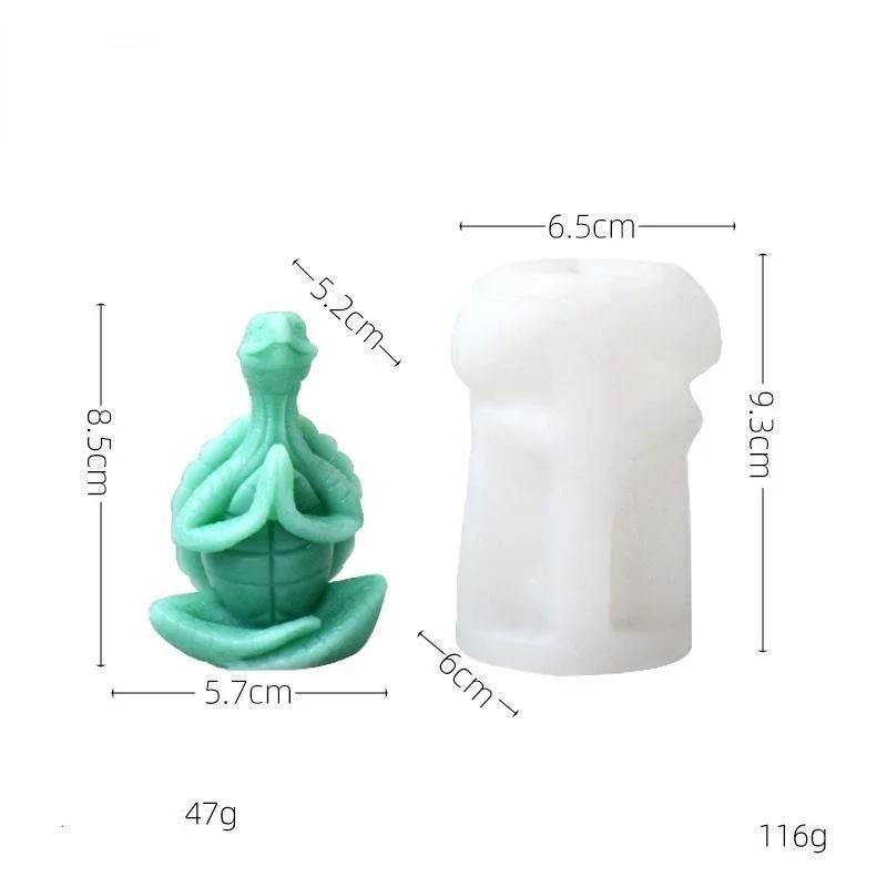 Silicone Molds Meditation Turtle Aromatherapy Candle Mold with Hands Together Turtle Gypsum Decoration Art Gypsum Molds Tools