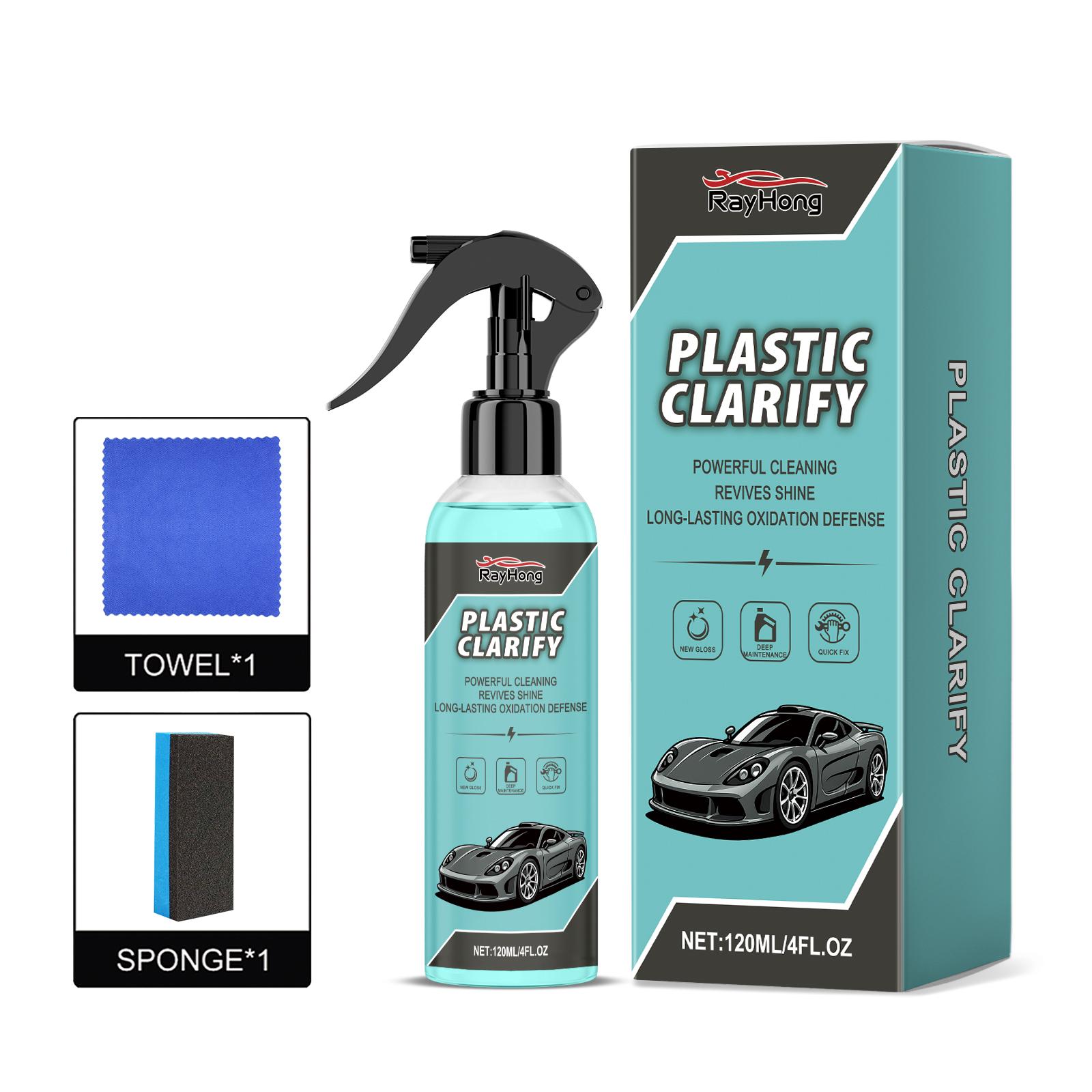 

Car Plastic Restorer Spray 237ml Restore Faded Trim Bring Back Black Color Dashboard Exterior Trim Care Kit With Sponge Towel