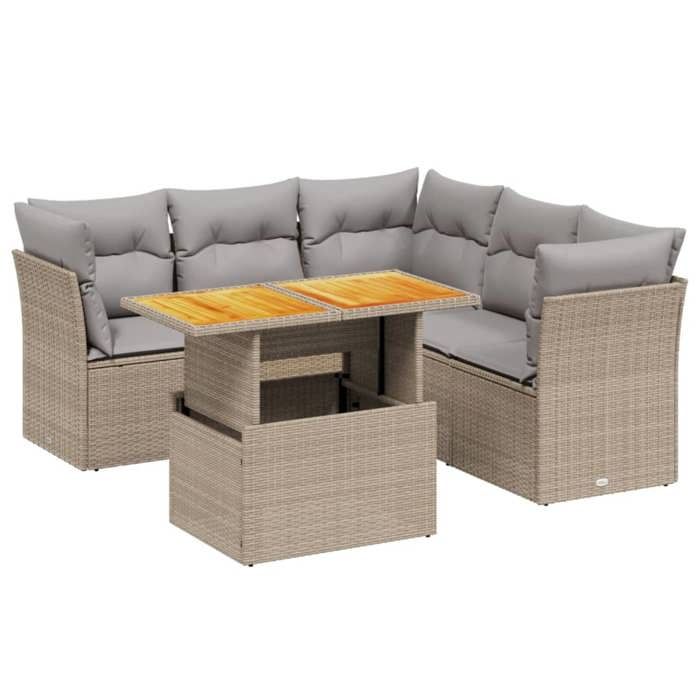 VidaXL Garden Lounge Set with Cushions 5 Pcs, Patio Sofas, Patio Furniture Set, Outdoor Furniture, Beige 3270828